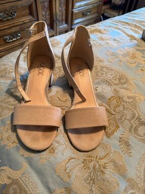 Sugar Blush Tan Block Heel Sandal with Ankle Strap